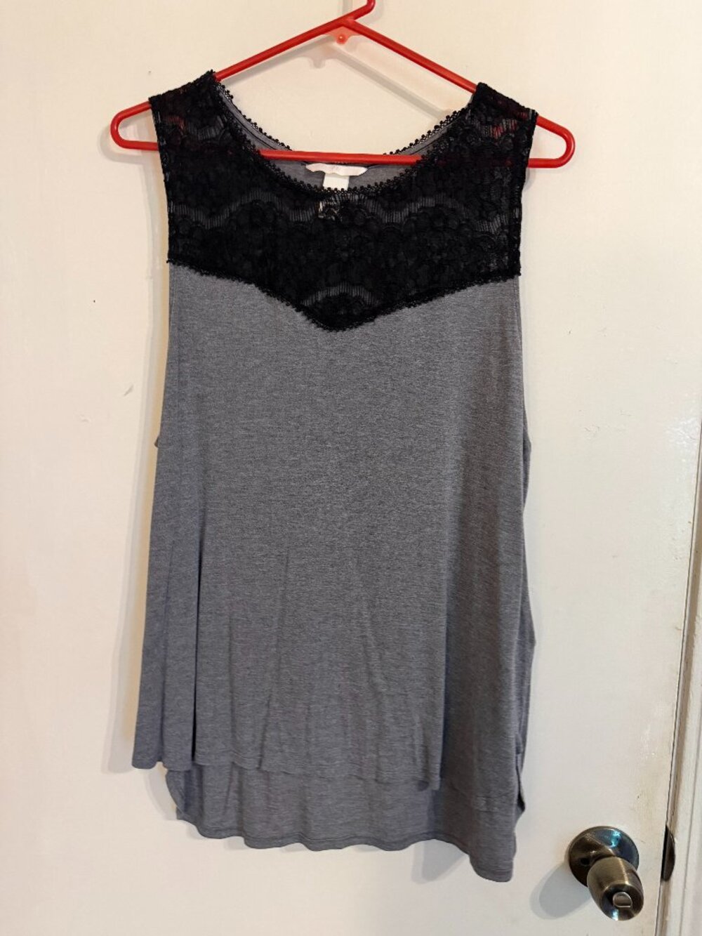H & M Sleeveless Top Black Crochet Top with Dark Gray bottom Size XL